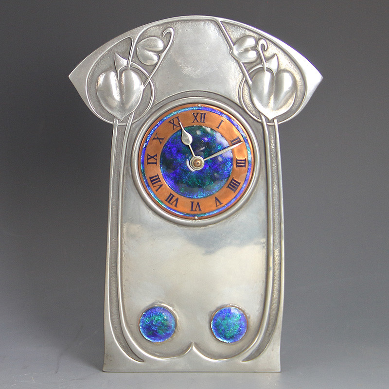 Archibald Knox for Liberty & Co Pewter and Enamel Clock 0370 (c.1903)