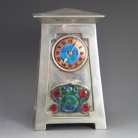Archibald Knox for Liberty & Co Pewter and Enamel Clock 0629 (c.1903)