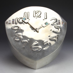 Archibald Knox for Liberty & Co Rare Pewter and Abelone Shell Wall Clock