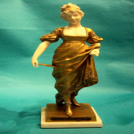 G Obiols A Compiggne Bronze and Ivory Female Figure
