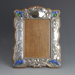 Art Nouveau Silver and Enamel Mounted Easel Photograph Frame