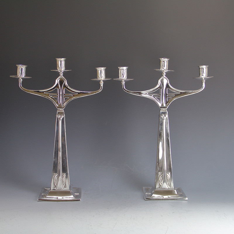 Austrian Secessionist Silver Plated Candelabra (c.1905)