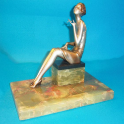 Josef Lorenzl Bronze Figure of a Seated Smoking Lady