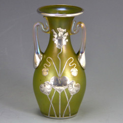 Johann Loetz Art Nouveau Iridescent Glass and Silver Vase (c.1900)