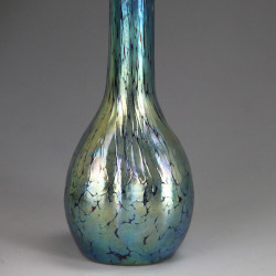 Johann Loetz Art Nouveau Cobalt Blue Papillion Decor Silver Top Vase