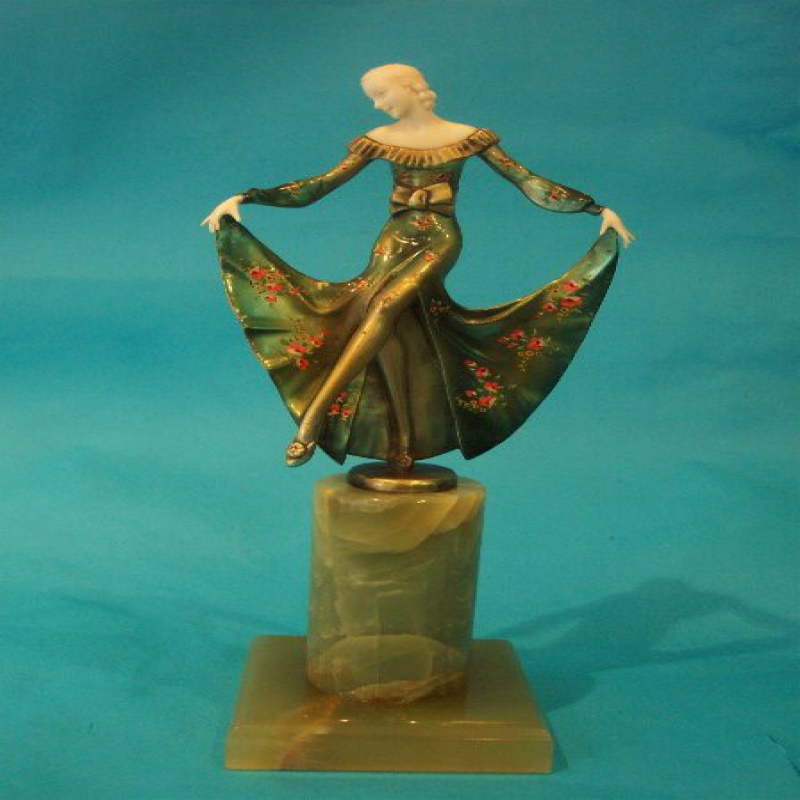 Adolph Female Dancer Bronze & Ivory Figure