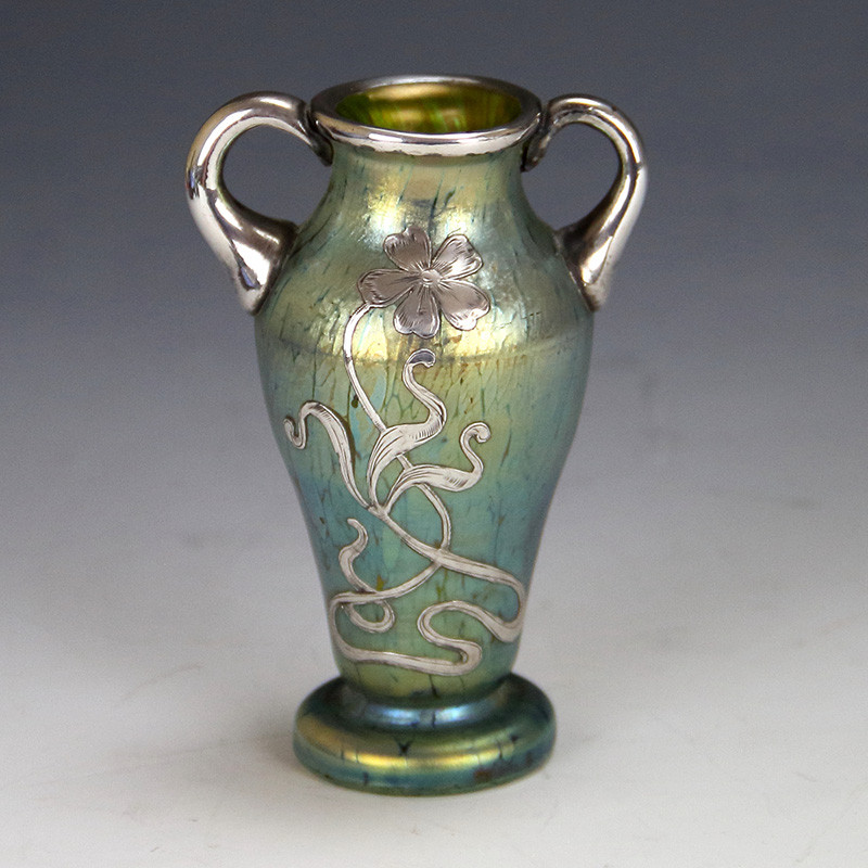 Johann Loetz Art Nouveau Glass Vase in Papillion Décor (c.1900)