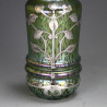Johann Loetz Art Nouveau Papillion Vase with Silver Overlay