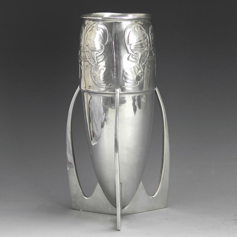 Archibald Knox for Liberty & Co Large Pewter Bomb Vase (c.1902)