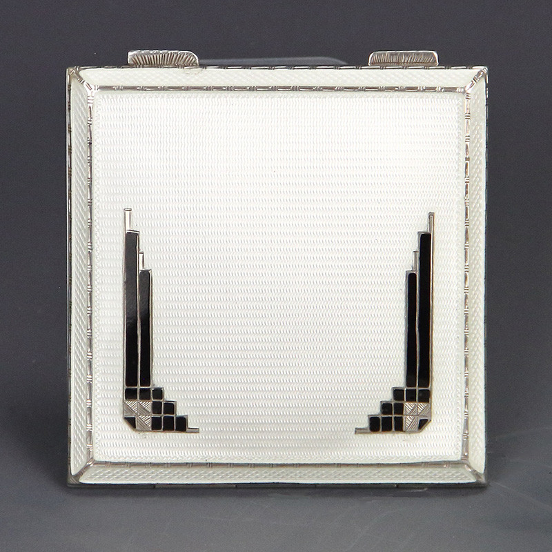 Art Deco Silver and Enamel Compact English