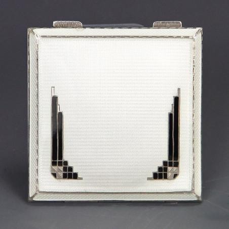 Art Deco Silver and Enamel Compact English