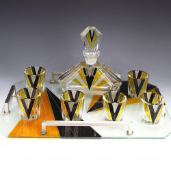 Karl Palda, Bohemian Art Deco Whiskey Decanter Set (c.1925)