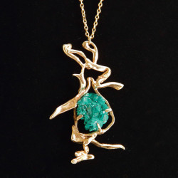 9 Carat Gold and Dioptase Pendant Necklace Edinburgh 1978