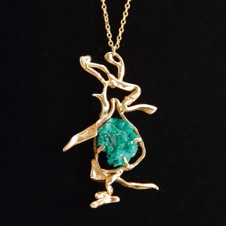 9 Carat Gold and Dioptase Pendant Necklace Edinburgh 1978