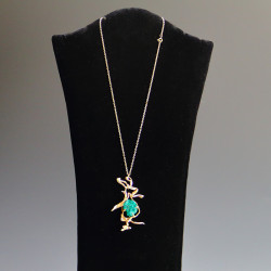 9 Carat Gold and Dioptase Pendant Necklace Edinburgh 1978