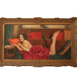 F Autome, Art Deco Oil on Canvas of a Reclining Nude (c.1920)