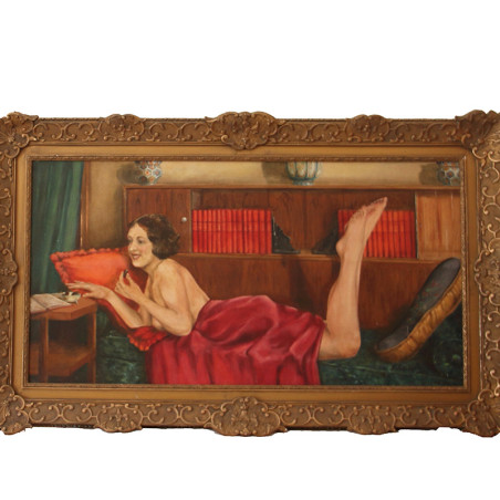 F Autome, Art Deco Oil on Canvas of a Reclining Nude (c.1920) F Autome, Art Deco Oil on Canvas of a Reclining Nude (c.1920)
