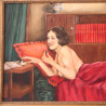 F Autome, Art Deco Oil on Canvas of a Reclining Nude