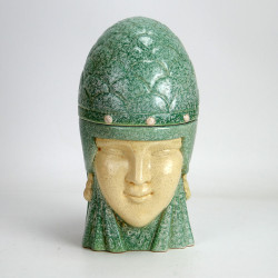 Robj Ceramic Art Deco Bonbonniere Decorated in Green and Cream (c.1930)
