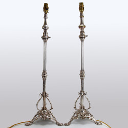 William Hutton Tall Silver Plated Table Lamps (c.1900)