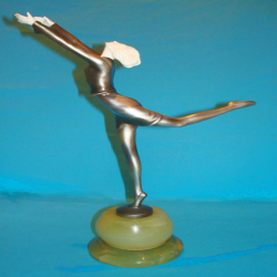 Josef Lorenzl Female Dancer Bronze and Ivory Figure