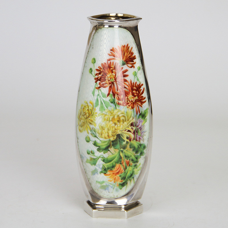 Heinrich Levinger Silver and Guilloche Enamel Vase (c.1900)