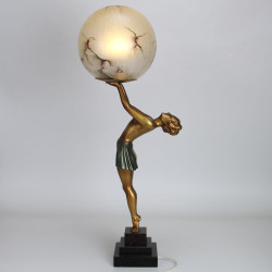 Art Deco Spelter Female Figural Lamp (c.1925)