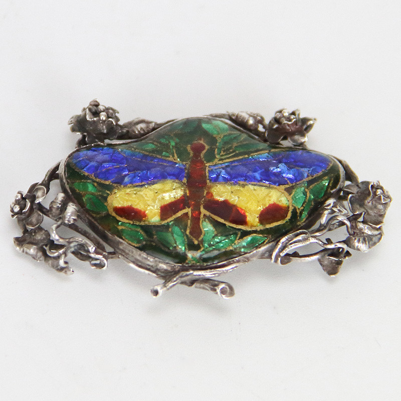 Arts and Crafts Silver and Cloisonne Enamel Brooch (c.1900)