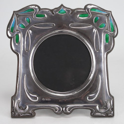 Pair of William Hutton Art Nouveau Silver and Enamel Photo Frames