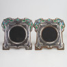 Pair of William Hutton Art Nouveau Silver and Enamel Photo Frames