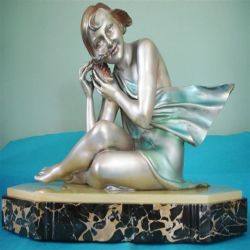 Alfred Gilbert Seated Female with a Conch Shell Bronze...