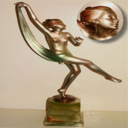 Josef Lorenzl Scarf Dancer Female Bronze Figure