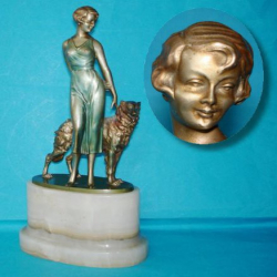 Josef Lorenzl Woman with a Borzoi Dog Bronze Figures
