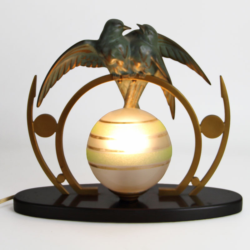 French Art Deco Spelter Table Lamp (c.1930)