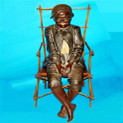Goldsheider (attributed) Young Black Boy on a Bamboo Chair Figure