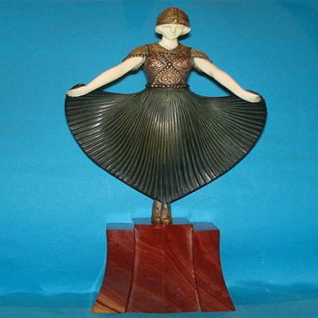 D. H. Chiparus Actress Bronze and Ivory Female Figure