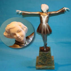 Josef Lorenzl Female Dancer Bronze & Ivory Figure