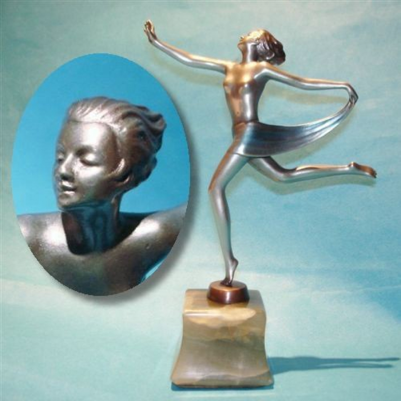 Josef Lorenzl Female Scarf Dancer Bronze Figure