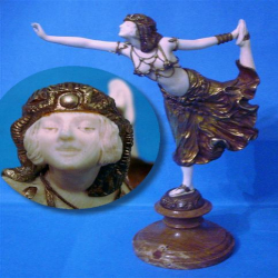 C. J. R. Colinet Egyptian Dancer Bronze and Ivory Female Figure