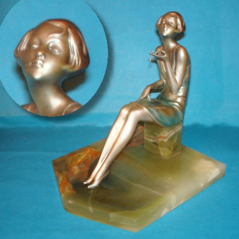 Josef Lorenzl Bronze Figure of a Seated Smoking Female