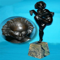 Le Faguays Dancer with Bunches of Grapes Bronze Female Figure