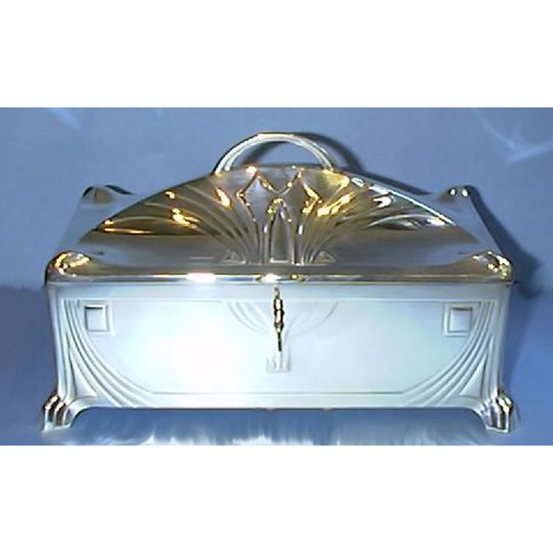 Antique WMF Silver Plate Jewellery Box with Key