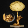Art Deco Spelter Kneeling Nude Female Lamp with Original Shade. Circa 1930