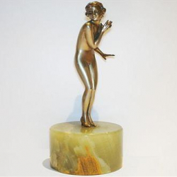 Josef Lorenzl Bronze Figure on Onyx Base. Circa 1925