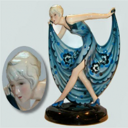 Goldscheider by Lorenzl Figure of a Dancer in Blue Floral...