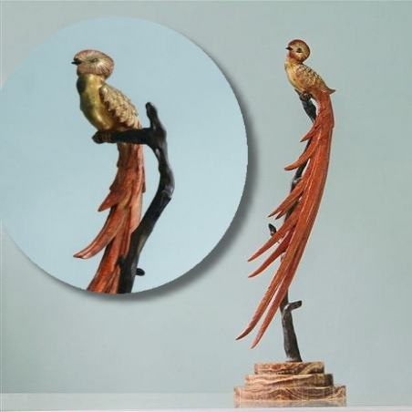 Charles Henri Mollins Bronze Bird of Paradise on Marble Base Figural Sculpture