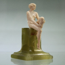 Ferdinand Preiss Art Deco Ivory Nude Female Figure on Onyx Base
