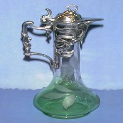 Antique WMF Claret Jug Tinted Green & Clear Glass
