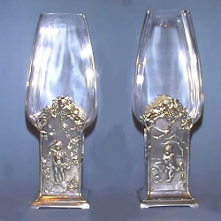 Pair of Antique WMF Four Seasons Vases