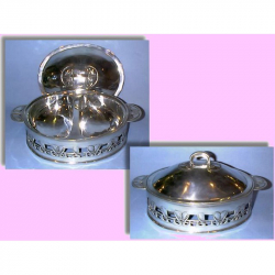 Pewter Serving Dish with Two Wells Archibald Knox for Liberty & Co